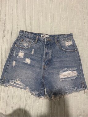 Light Blue Distressed Denim Shorts
